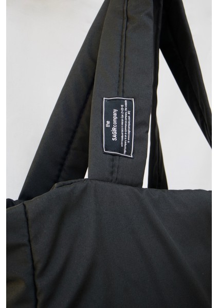 Kabartmalı Puf Kumaş Shopper Siyah Kadın Çanta