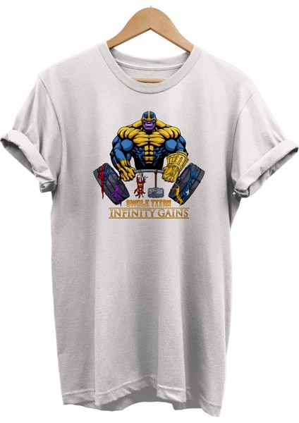 Avengers Thanos Gym Baskılı %100 Pamuk Oversize T-Shirt Büyük Beden Tişört