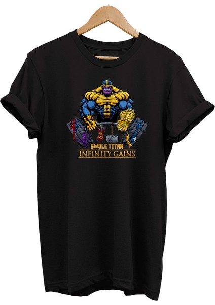 Avengers Thanos Gym Baskılı %100 Pamuk Oversize T-Shirt Büyük Beden Tişört