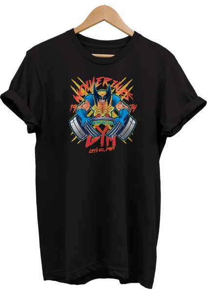X-Men Wolverine Gym Baskılı %100 Pamuk Oversize T-Shirt Büyük Beden Tişört