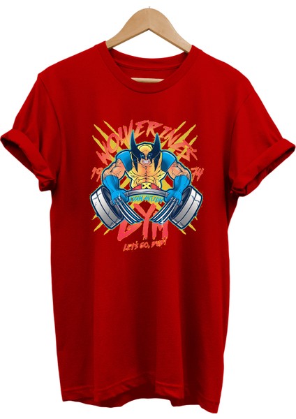 X-Men Wolverine Gym Baskılı %100 Pamuk Oversize T-Shirt Büyük Beden Tişört