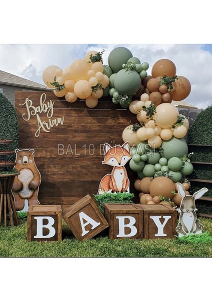 Karamel Ten Küf Yeşili Renk Balon Zinciri 70 Adet+5 mt Balon Zinciri