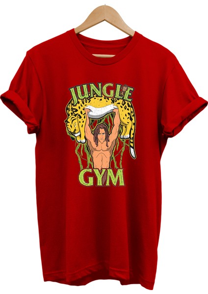Tarzan Gym Baskılı Pamuk Oversize T-Shirt Büyük Beden Tişört