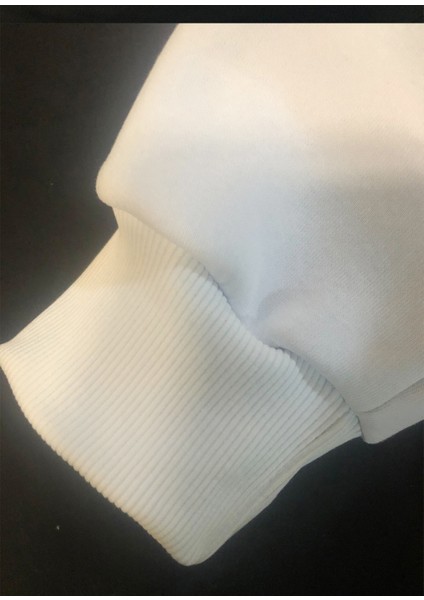 Pamuk, 3 Ipl. Şardonlu, Içi Tamamen Polar, Çok Kalın (600 Gr) Beyaz Kapüşonlu Sweatshirt