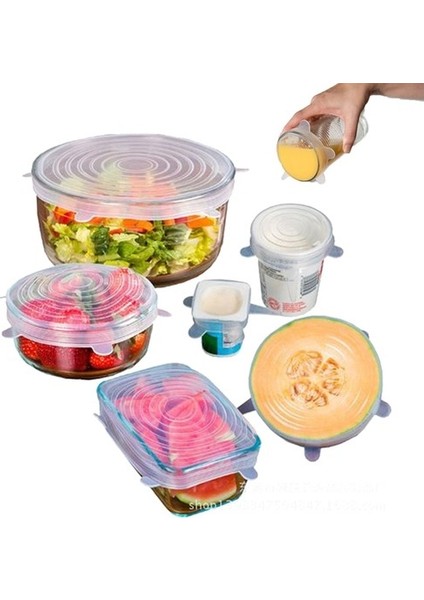 6'lı Silikon Strech Kapak Tabak Bardak Saklama Kabı Gıda Bonesi