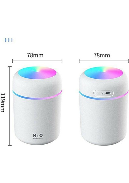 H2O Humidifier LED Işıklı Ulrasonik Hava Nemlendirici ve Aroma Difüzörü + 1 Adet Ortam Kokusu Hediye!