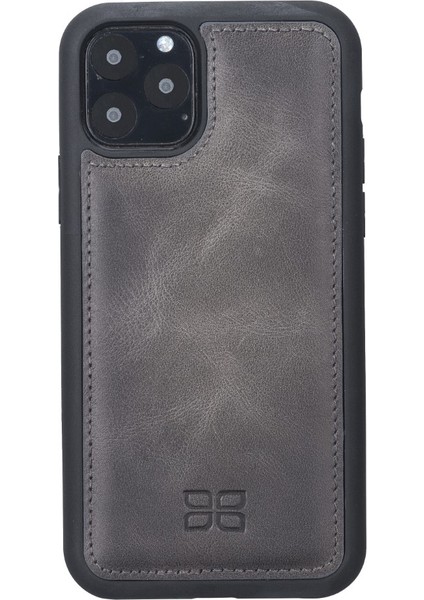 Apple iPhone 11 Pro Uyumlu Deri Arka Kapak TN18EF Gri