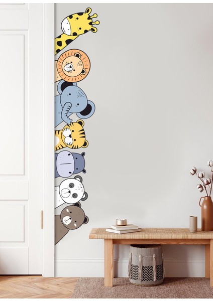 Sevimli Afrika Hayvanları Safari Çocuk Odası Dekoratif Kapı Kenarı, Dolap, Duvar Çok Amaçlı Sticker modelleri