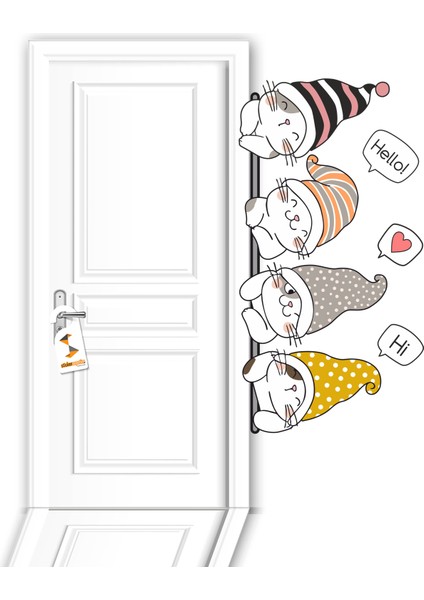 Çocuk Odası Kapı Kenarı Dolap Duvar ve Çok Amaçlı Sticker Sevimli Kedicikler fiyatları
