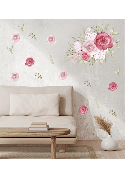 Duvar Sticker Set - Gül ve Yapraklar