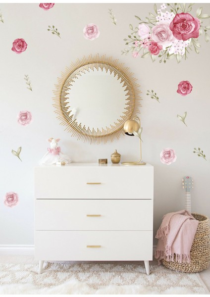 Duvar Sticker Set - Gül ve Yapraklar fırsatları