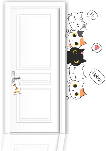 Çocuk Odası Kapı Kenarı Sticker Sevimli Kediler