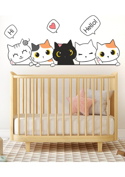 Çocuk Odası Kapı Kenarı Sticker Sevimli Kediler fiyatları