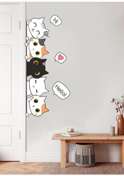 Çocuk Odası Kapı Kenarı Sticker Sevimli Kediler modelleri