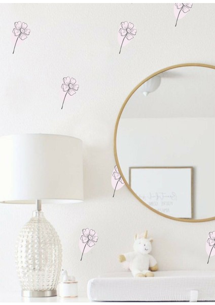 Mini Papatya Lila Çizgisel Duvar Sticker Set fırsatları