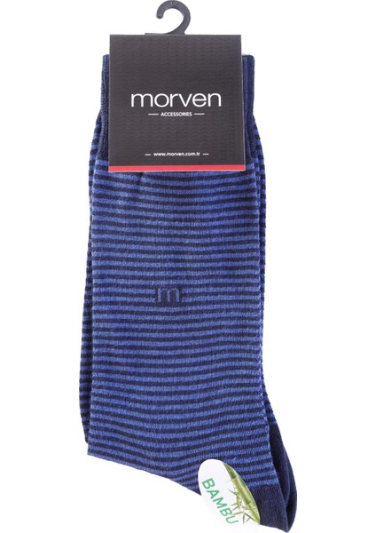 Erkek Lacivert Bambu Berk Çizgili Desenli Uzun Çorap fiyatları