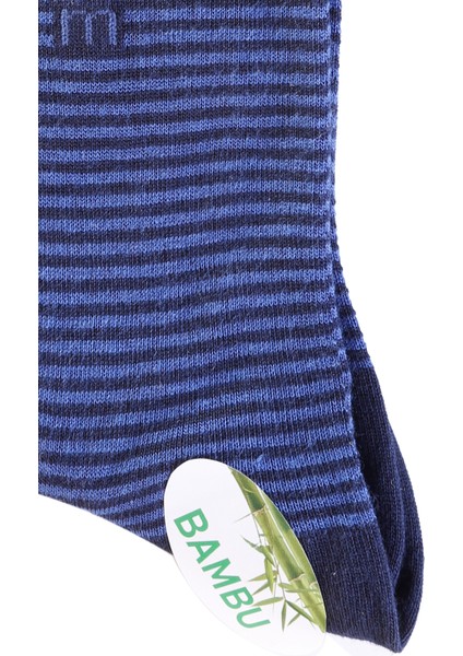 Erkek Lacivert Bambu Berk Çizgili Desenli Uzun Çorap modelleri