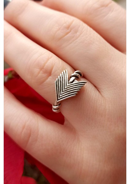 Antik Gümüş Kaplama Oklar Şekilli El Yapımı Ayarlanabilir Unisex Yüzük