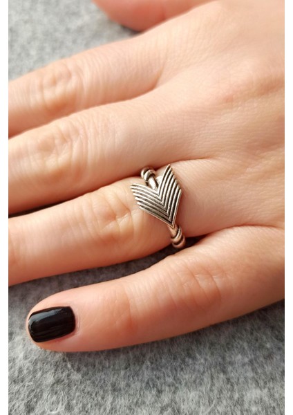 Antik Gümüş Kaplama Oklar Şekilli El Yapımı Ayarlanabilir Unisex Yüzük modelleri