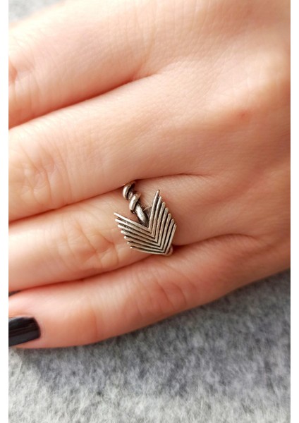 Antik Gümüş Kaplama Oklar Şekilli El Yapımı Ayarlanabilir Unisex Yüzük fırsatları