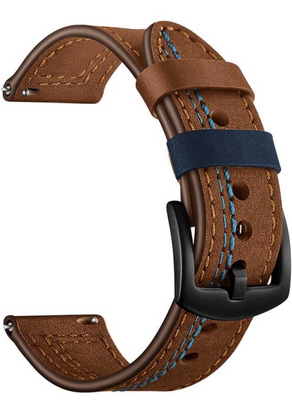 Realme Watch / C4U K1 Akıllı Saat Dikişli Deri Kordon KRD-19 20mm Siyah