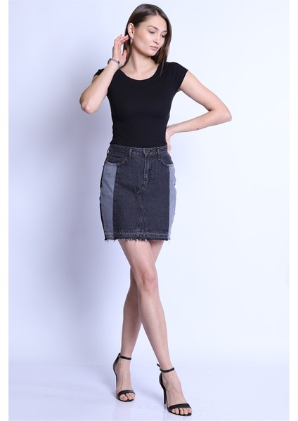 Kadın Etek Bet 2044-01 Black-Grey