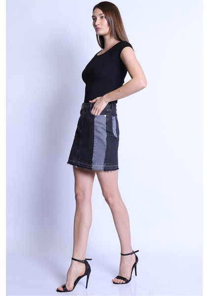 Kadın Etek Bet 2044-01 Black-Grey