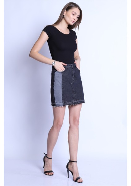 Kadın Etek Bet 2044-01 Black-Grey