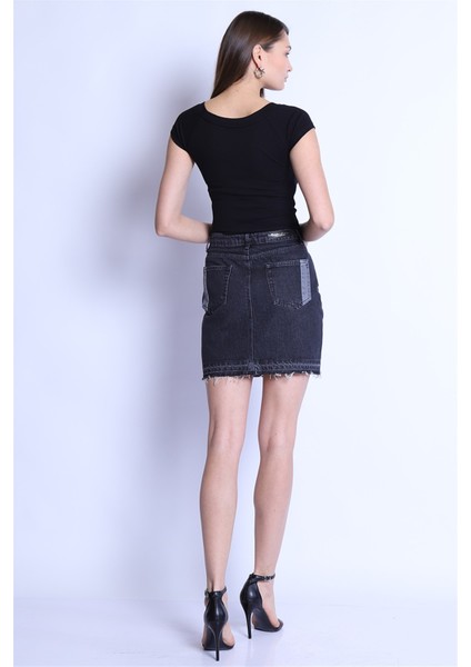 Kadın Etek Bet 2044-01 Black-Grey