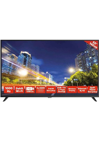 HL55UAL402 55" 140 Ekran 4K Ultra HD Andorid Smart Uydu Alıcılı LED TV