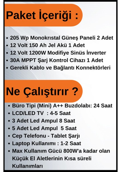 N&D Lighting Büro Tipi Buzdolabı+Tv+Aydınlatma Maxi Mono Solar Paket 3,2kwp