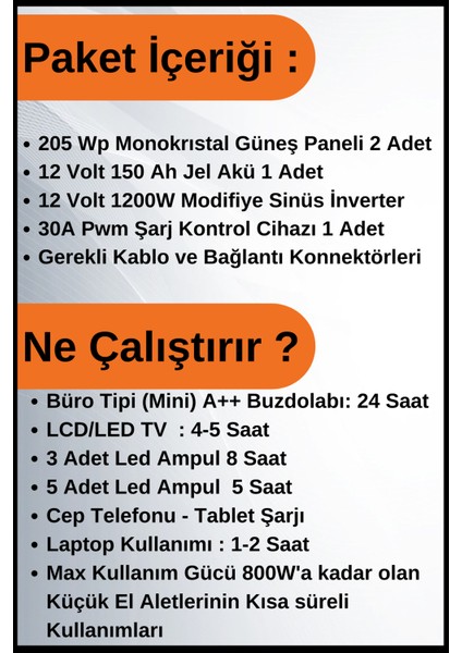 N&D Lighting Büro Tipi Buzdolabı+Tv+Aydınlatma Trenta Mono Solar Paket 3,2kwp