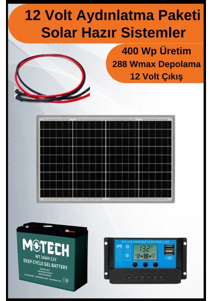 Aydınlatma Trenta Mono Solar Paket 12 VOLT-400WP