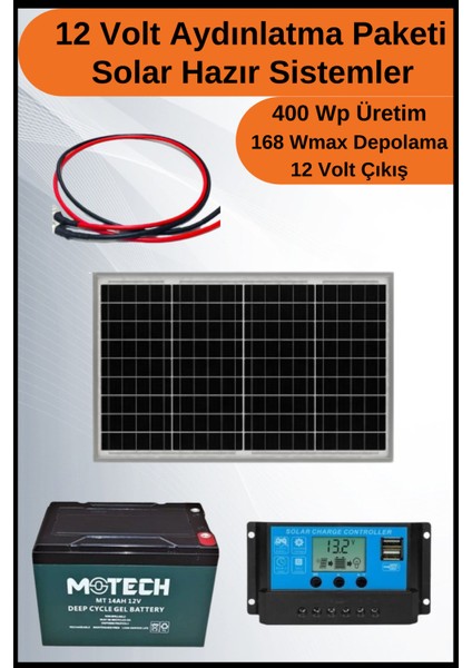 Aydınlatma Venti Mono Solar Paket 12 VOLT-400WP