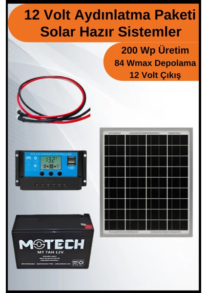 N&D Lighting Aydınlatma Short Mono Solar Paket 12 VOLT-200WP