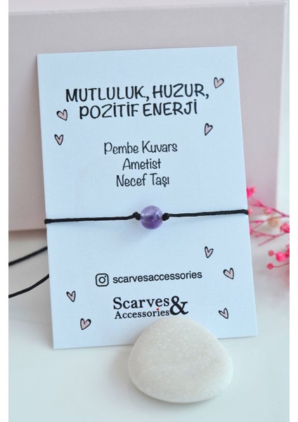 Sacce Scarves&Accessories Doğaltaş Mutluluk Huzur Pozitif Enerji Bilekliği Ametis