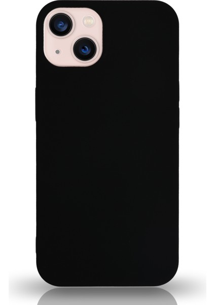 Apple iPhone 13 Silikon Kılıf Altı Kapalı Içi Kadife Lansman Arka Kapak - Siyah