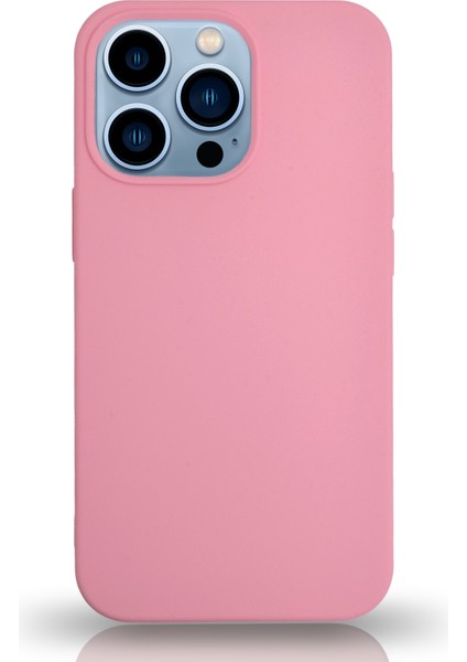 Apple iPhone 13 Pro Max Silikon Kılıf Altı Kapalı Içi Kadife Lansman Arka Kapak - Pembe