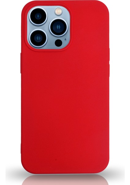 Apple iPhone 13 Pro Max Silikon Kılıf Altı Kapalı Içi Kadife Lansman Arka Kapak - Kırmızı