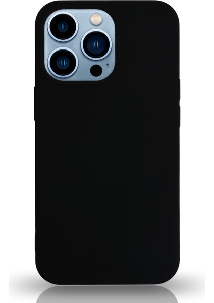 Apple iPhone 13 Pro Max Silikon Kılıf Altı Kapalı Içi Kadife Lansman Arka Kapak - Siyah