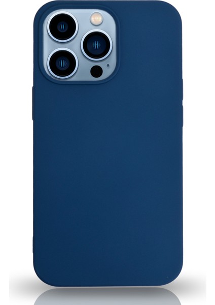 Apple iPhone 13 Pro Max Silikon Kılıf Altı Kapalı Içi Kadife Lansman Arka Kapak - Lacivert