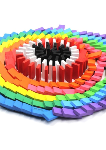 Renkli Ahşap Domino Taşları 350 Parça Eğitici Domino Oyunu