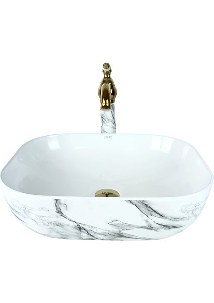 Pure Calacatta Tezgah Üstü Çanak Lavabo TR-120