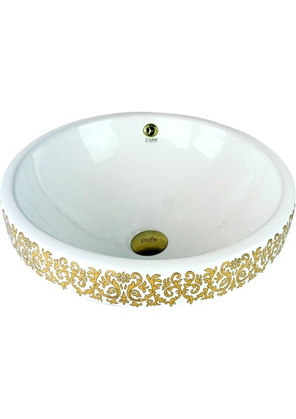Beyaz Gold Yarı Tezgah Üstü Çanak Lavabo TR-302