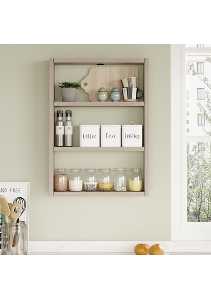 Pera 3'lü Duvar Rafı Mutfak Banyo Rafı Meşe Pr1-O fiyatları