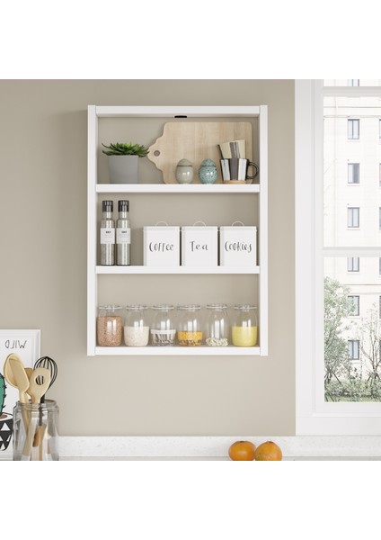 Pera 3'lü Duvar Rafı Mutfak Banyo Rafı Beyaz Pr1-W fiyatları