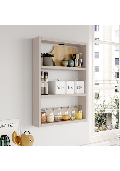 Pera 3'lü Duvar Rafı Mutfak Banyo Rafı Koton Pr1-Vı