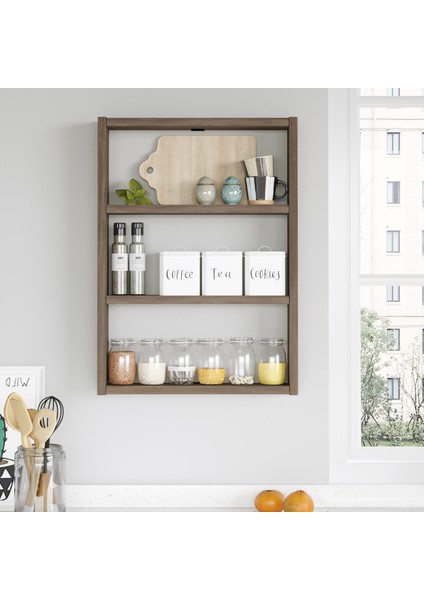 Pera 3'lü Duvar Rafı Mutfak Banyo Rafı Kahve Pr1-Cu fiyatları