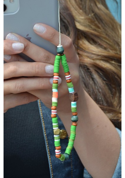 Sacce Scarves&Accessories Yeşil Renkli Küçük Boy Telefon Askısı Aksesuarı Charmı