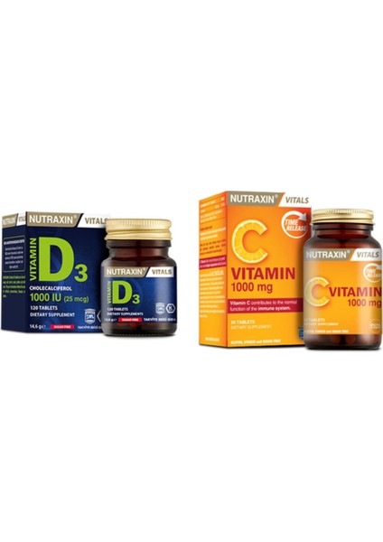 Vitamin D3 1000 120 Tablet & C Vitamini 1000 Mg 30tablet